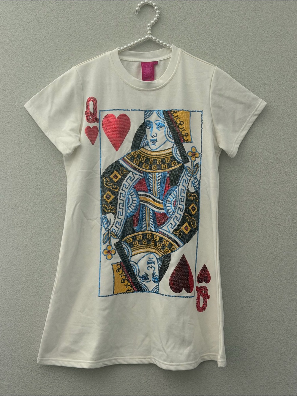 BRAND NEW W TAGS • QUEEN OF SPARKLES • QOS • QUEEN OF HEARTS SWEATSHIRT DRESS• S